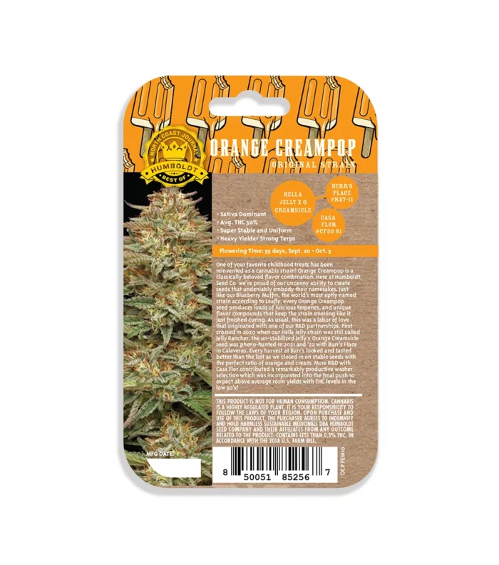Orange Creampop Cannabis Strain Packaging